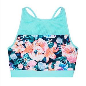 Ideology Girls Floral Print Bikini Top. NWT